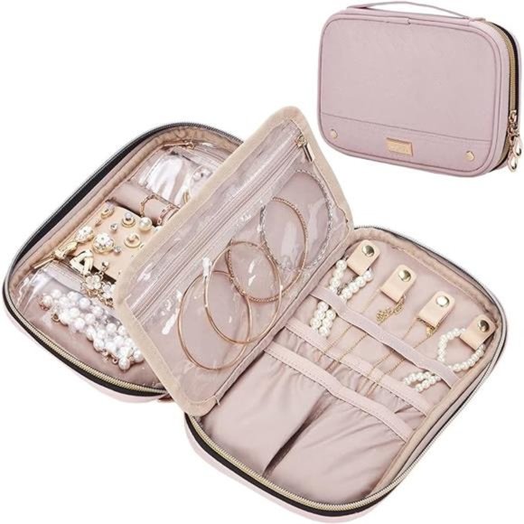 Travel Jewelry Case, Travel Organizer for Jewelery, Watch, Pink - Picture 4 of 7